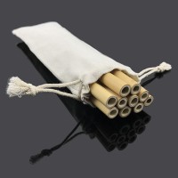 Eco-Friendly Organic Bamboo Straws-12 Reusable Bamboo Straws -10 Straws + 2 Cleaning Brushes + Canvas Bag