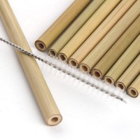 Promotional eco-friendly  reusable bamboo drinking straws with cleaning brush for bar party wedding